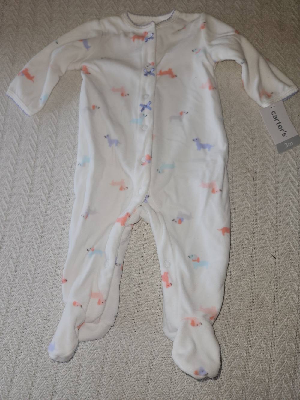Carter's White Footed One-Piece Pajamas with Pastel Dog Print
